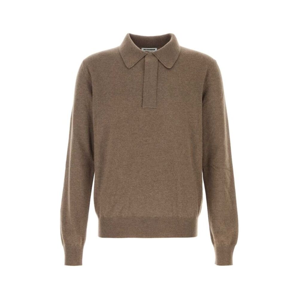 Jil Sander Men Mud Wool Polo Shirt